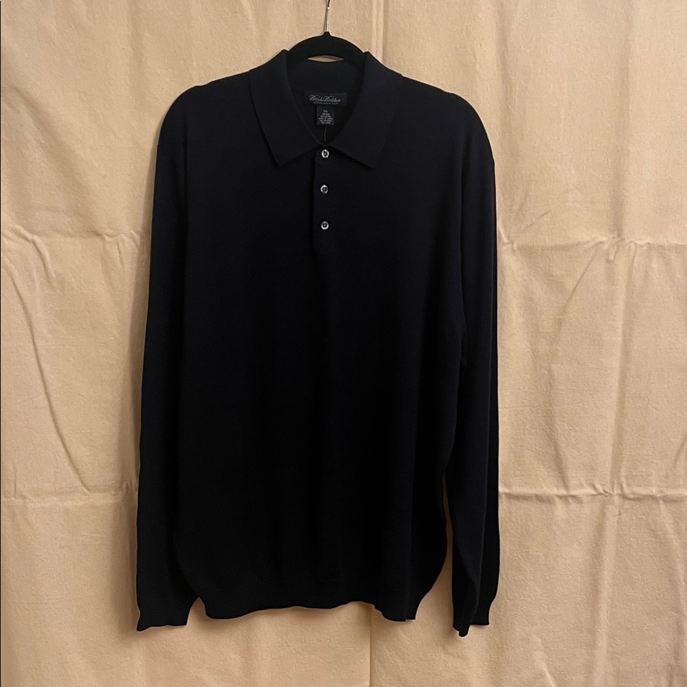 Brooks Brothers Polo Sweater in Navy, Material: 70% Silk, 30% Cotton, Size XXL